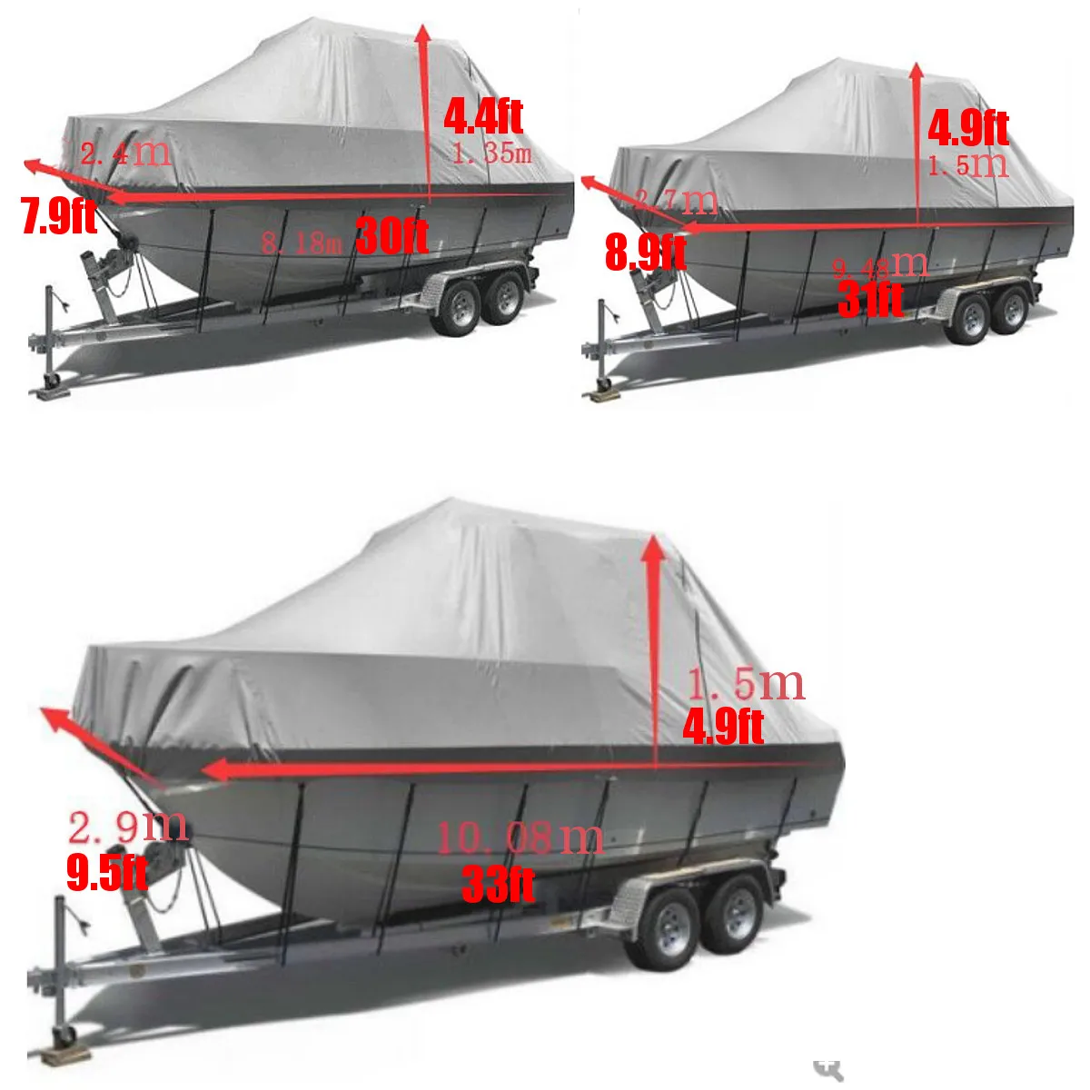 10x1,5 m/9,5x1,5 m/8x1,5 m 210D полиэфирное покрытие для лодки Trailerable ремни на молнии Водонепроницаемая морская скоростная лодка с сумкой для хранения