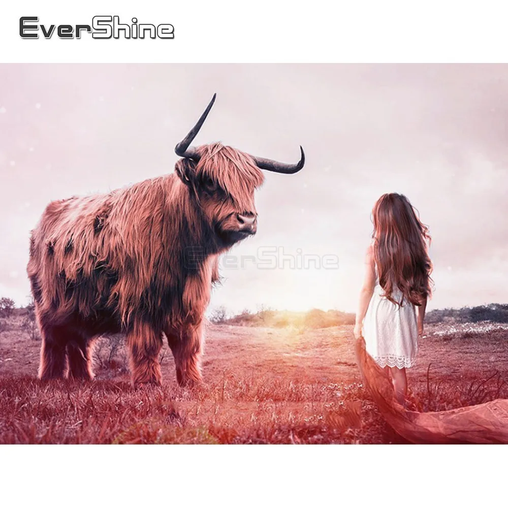 EverShine DIY 5D алмазная картина полностью квадратная Як картинка с животными для