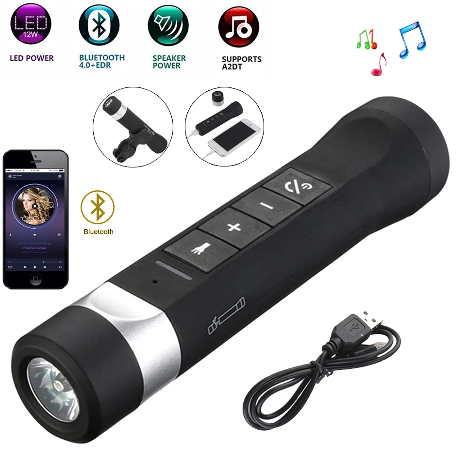 Светодиодный фонарик для велосипеда портативный с аккумулятором 18650 и Bluetooth