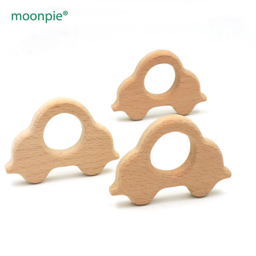 WHOLESALE 100pcs 70mm Organic beech car wooden teether baby teething toy  3 inch DIY fitting smooth baby boy gift EA52a