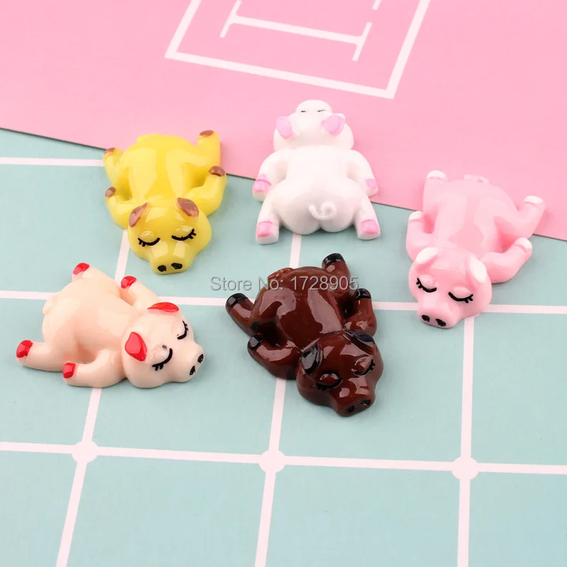 Рождественские поделки Lazy Pig из смолы кабошон с плоским основанием милые