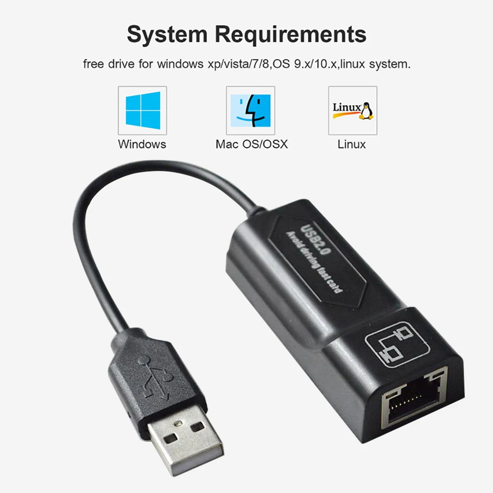 USB Ethernet адаптер к RJ45 10/100 Мбит сетевая карта LAN Сетевой usb Lan для ПК ноутбук Win7 Andriod