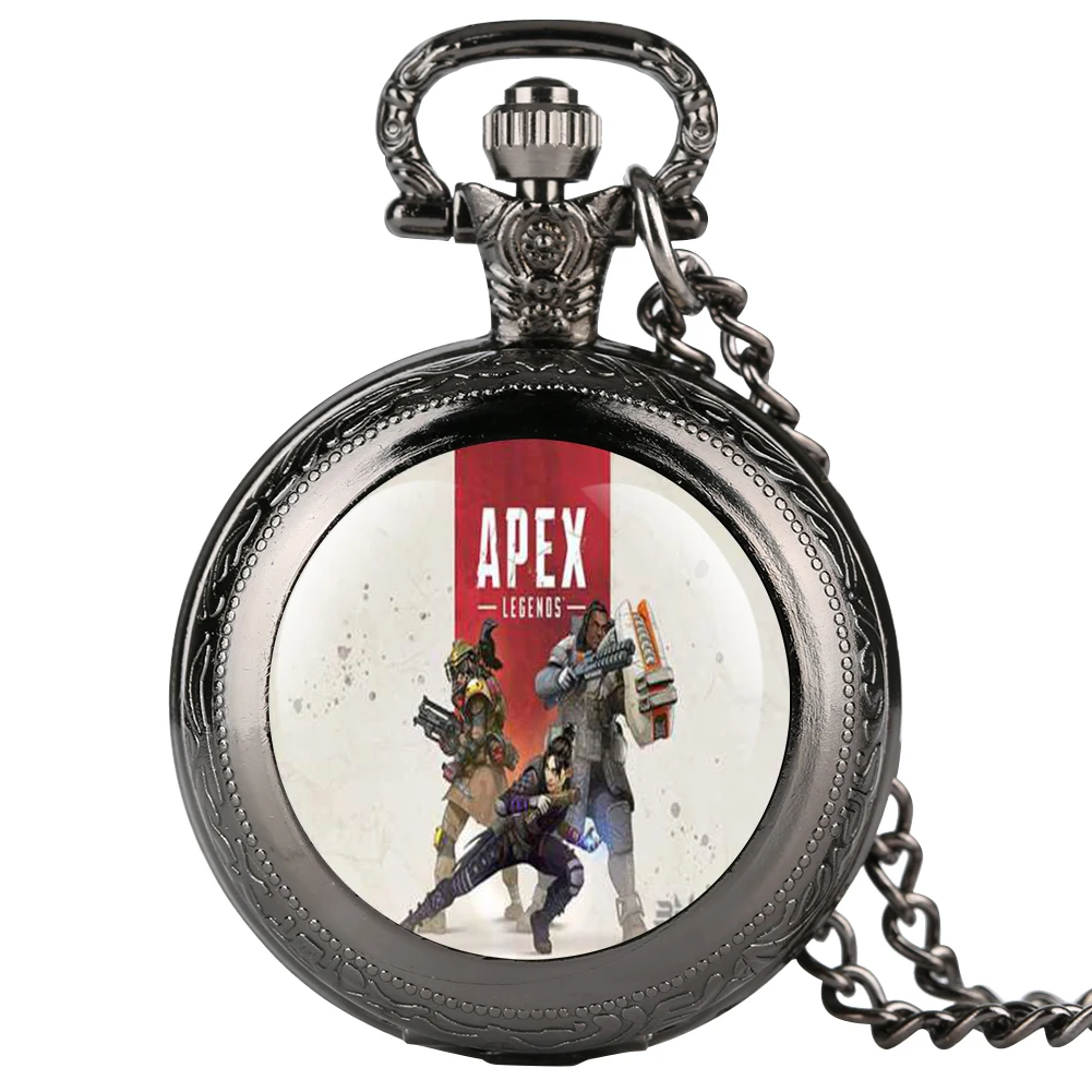 Apex веб-игровая тематика наклейка карманные часы для мужчин ожерелье мальчика