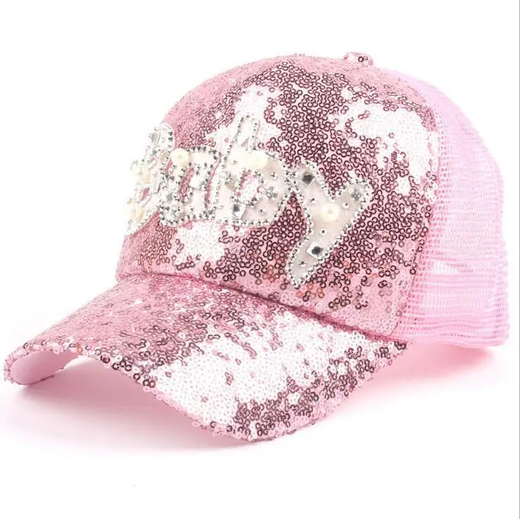 2019 Новая летняя детская сетчатая Кепка с блестками защита от солнца бейсболка