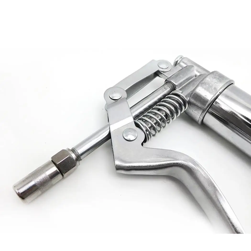 120CC Zinc Alloy High Pressure Large Capacity 2800-5600 psi Handheld Grease Gun Silver 27cm/10.6inch |