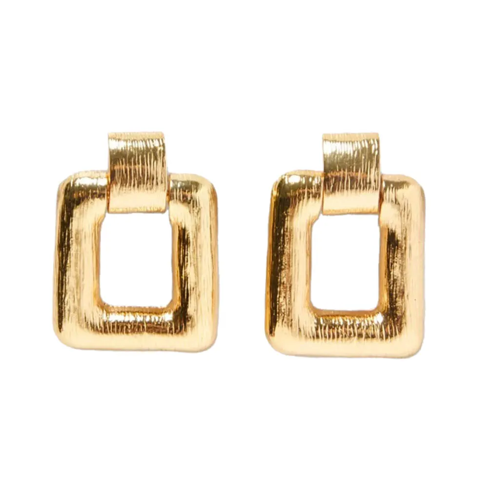 Flatfoosie Gold Color Square Dangle Earrings For Women Fashion Boho Statement Maxi Punk Metal Alloy Big Drop Earring Jewelry | Украшения и