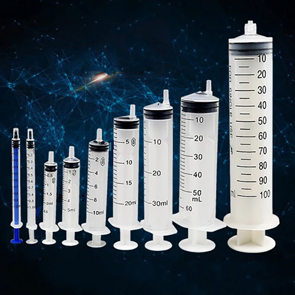 50pcs! syringe with needles Mixed Size 1ml ,2ml(2.5ml) ,5ml, 10ml, individual package,With Gift !