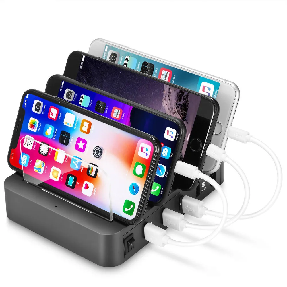 Универсальная зарядная станция с 4 USB-портами настольное зарядное устройство