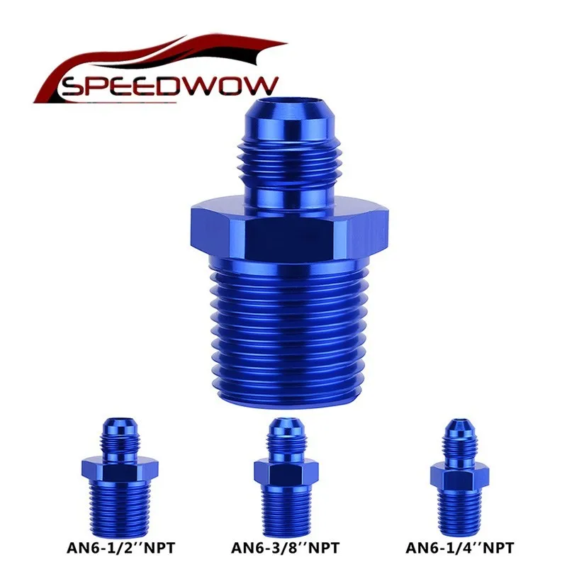 SPEEDWOW синий алюминиевый сплав мужской AN6 до 1/2 &quot3/8&quot 1/4 &quotNPT резьба прямой адаптер