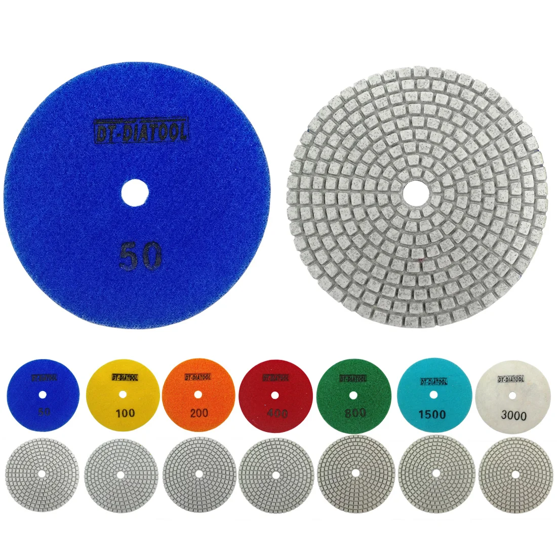 

DT-DIATOOL 1pc Diameter 4"/100mm Diamond Wet or Dry Polishing Pads Resin Bond Sanding Discs with Workable thickness 3MM