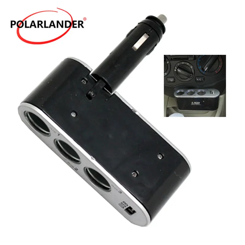 Универсальное автомобильное зарядное устройство USB с индикатором питания 3 порта