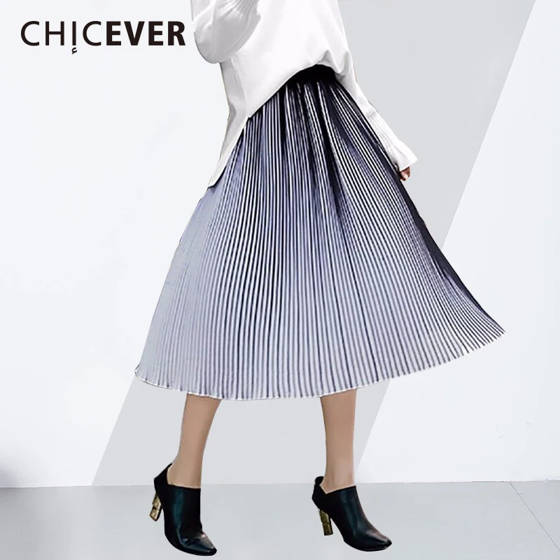 CHICEVER/2018 Весенняя плиссированная юбка миди с высокой талией шифоновая свободная