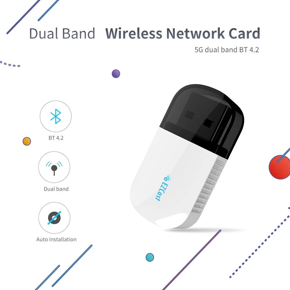 EZC-5200BS Lan USB Ethernet двухдиапазонный 2 4G 5G Мини Сетевой Wi-Fi адаптер WiFi Dongle Bluetooth
