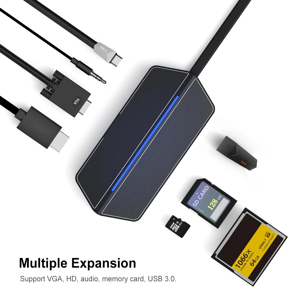 Type C USB 3 1 концентратор для HD + VGA 8 многопортовый адаптер док станция алюминиевый