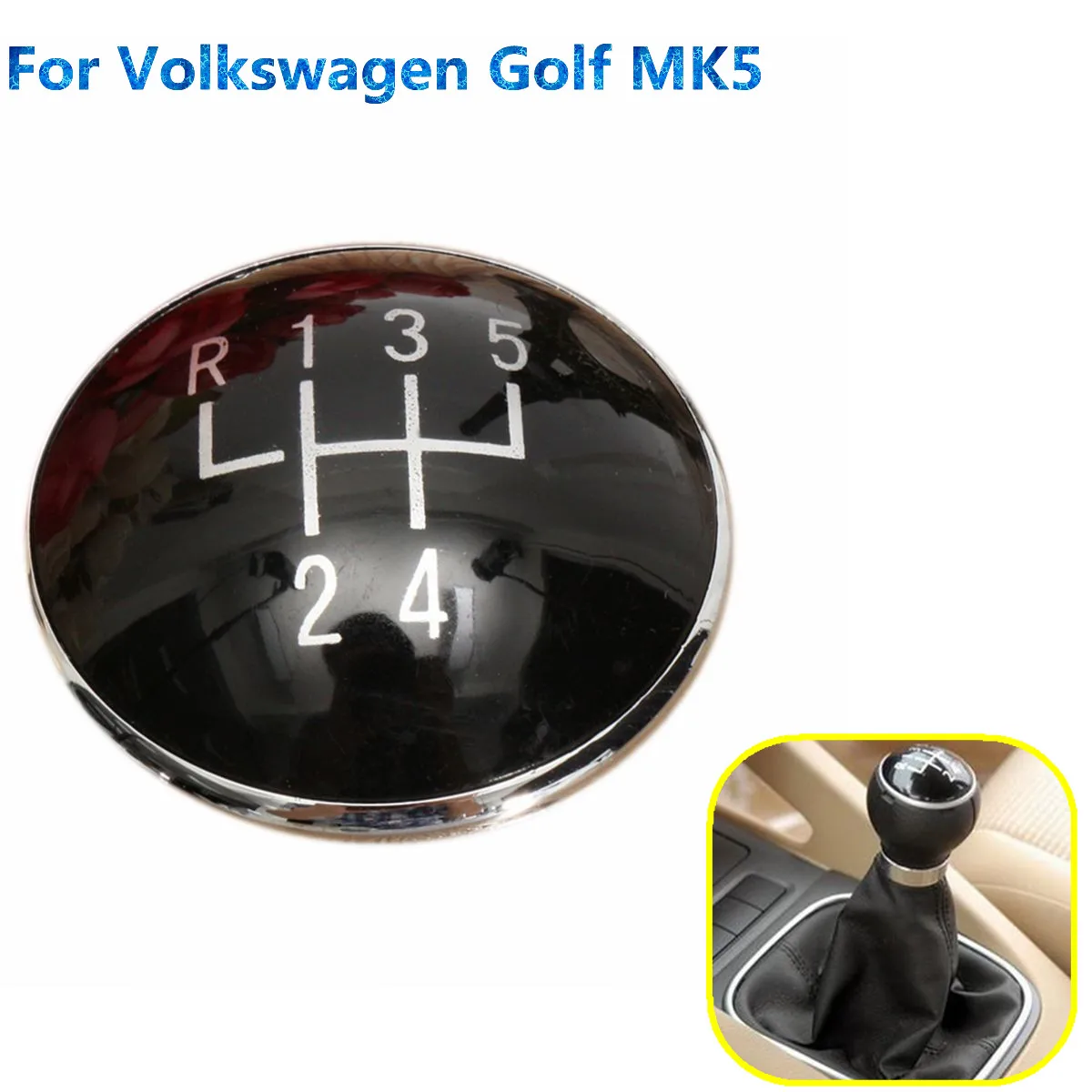 Черная рукоятка рычага переключения передач 5 скоростей совместима с Volkswagen Golf V MK5