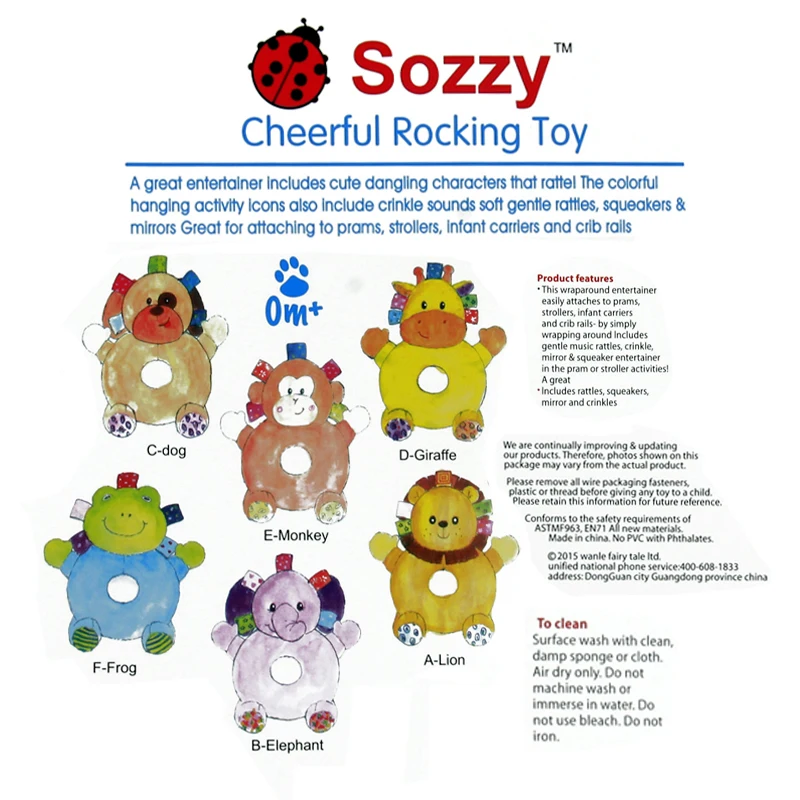 Sozzy Детская Мягкая погремушка игрушка милые животные мультяшная фигурка для 0 12