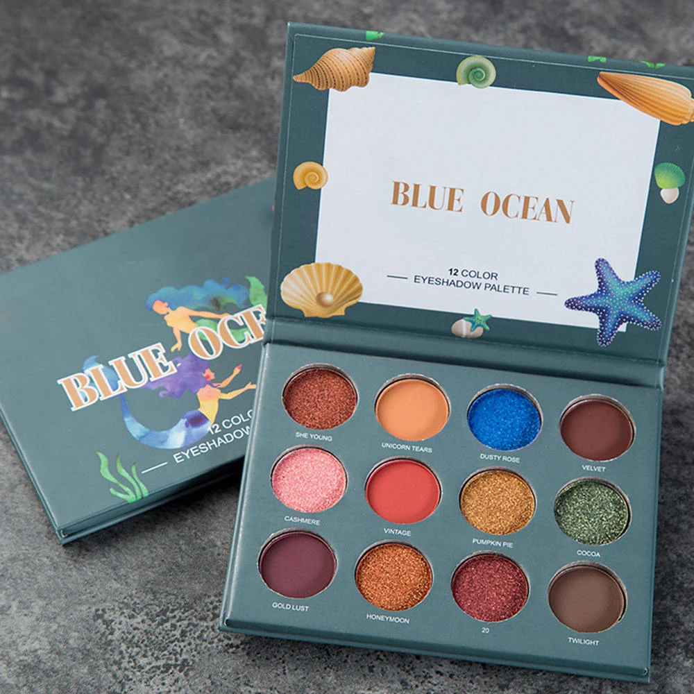 Матовые и блестящие теплые тона тени для век Палитра 12 цветов Тени макияж| |