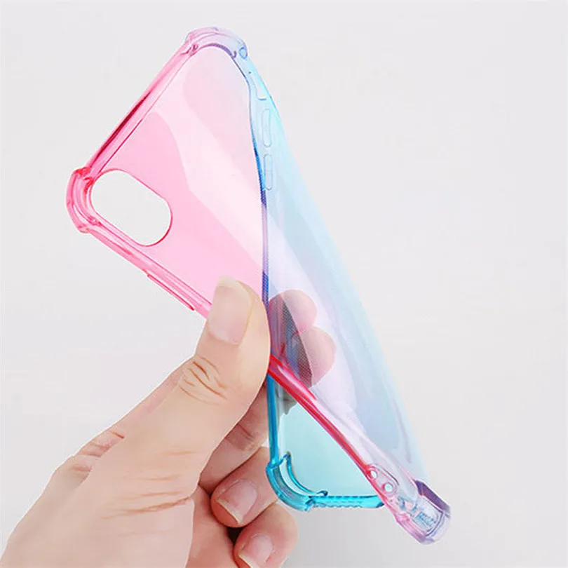 USLION Shockproof Case For iPhone 11 Pro 6s 7 8 Plus Gradient Transparent Soft Cover X XR XS Max TPU Protection |