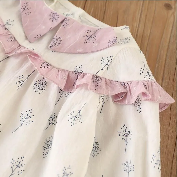 Весеннее платье для маленьких девочек Хлопковое с оборками дня рождения детское