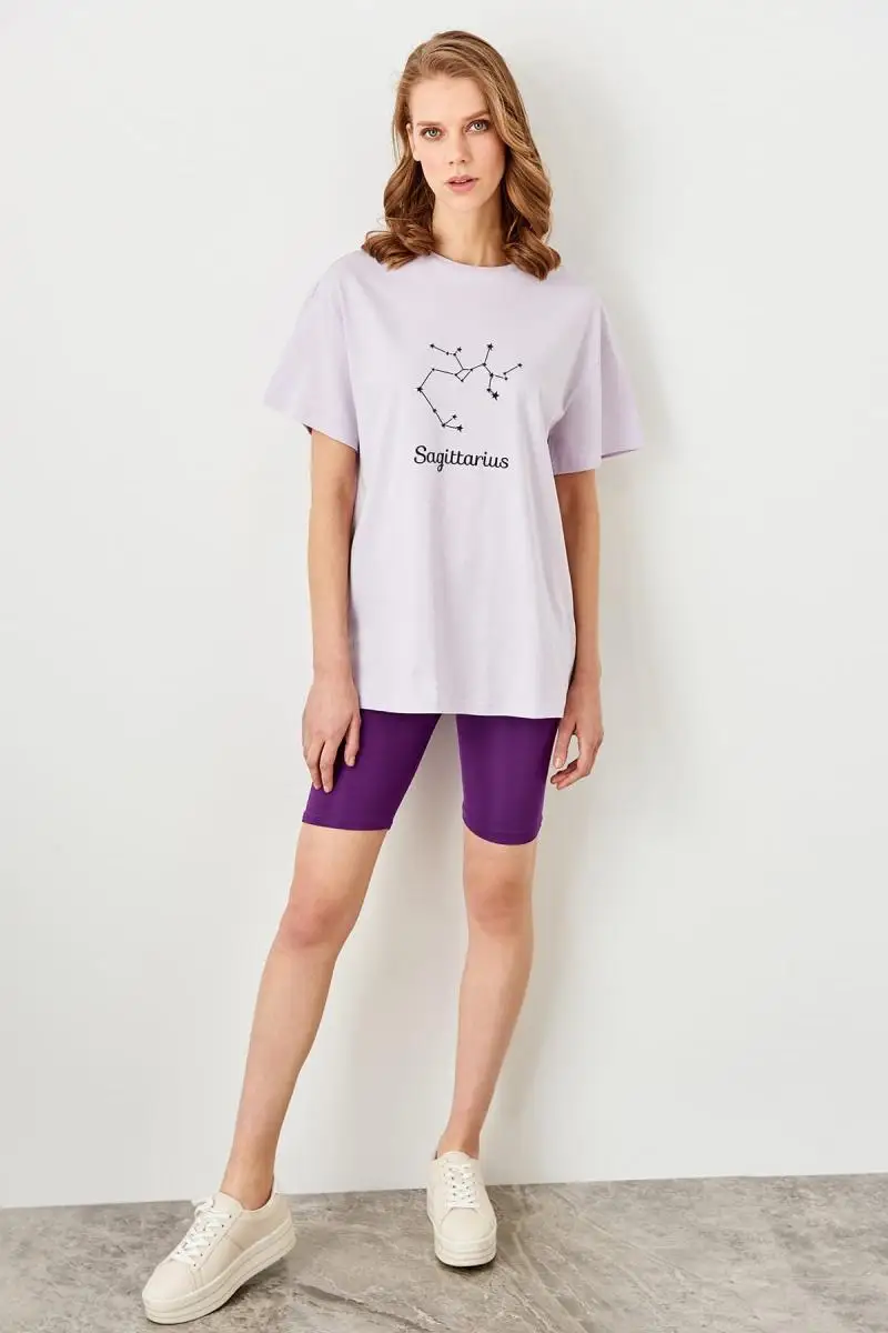 Trendyol фиолетовый Байкер трикотажные леггинсы TWOSS19YN0151|Колготки| |