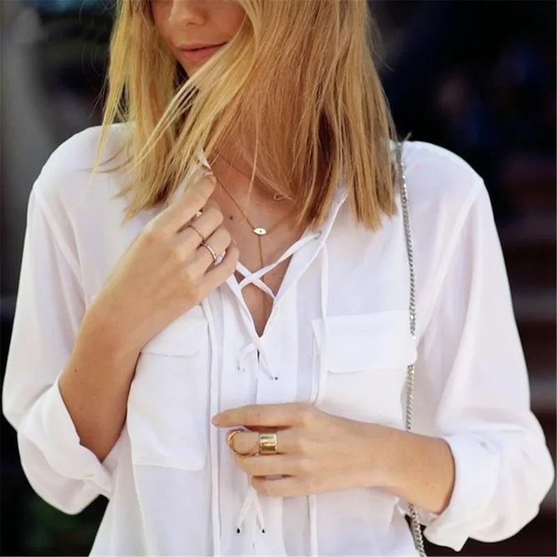 Большие размеры женская сексуальная блуза с глубоким v-образным вырезом спереди