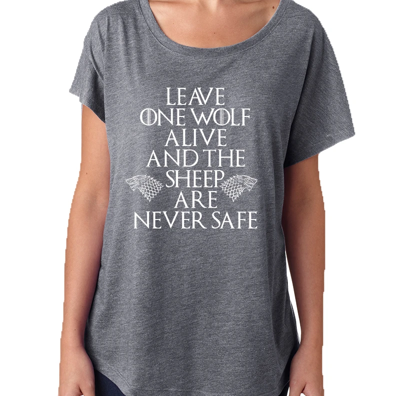 Женщина Dolman оставить один волк Живой овец никогда не безопасно|Футболки| |