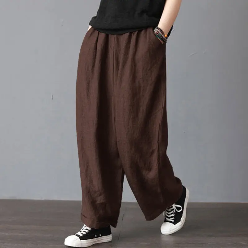 Летние для женщин мужчин брюки унисекс повседневное хлопок белье свободные