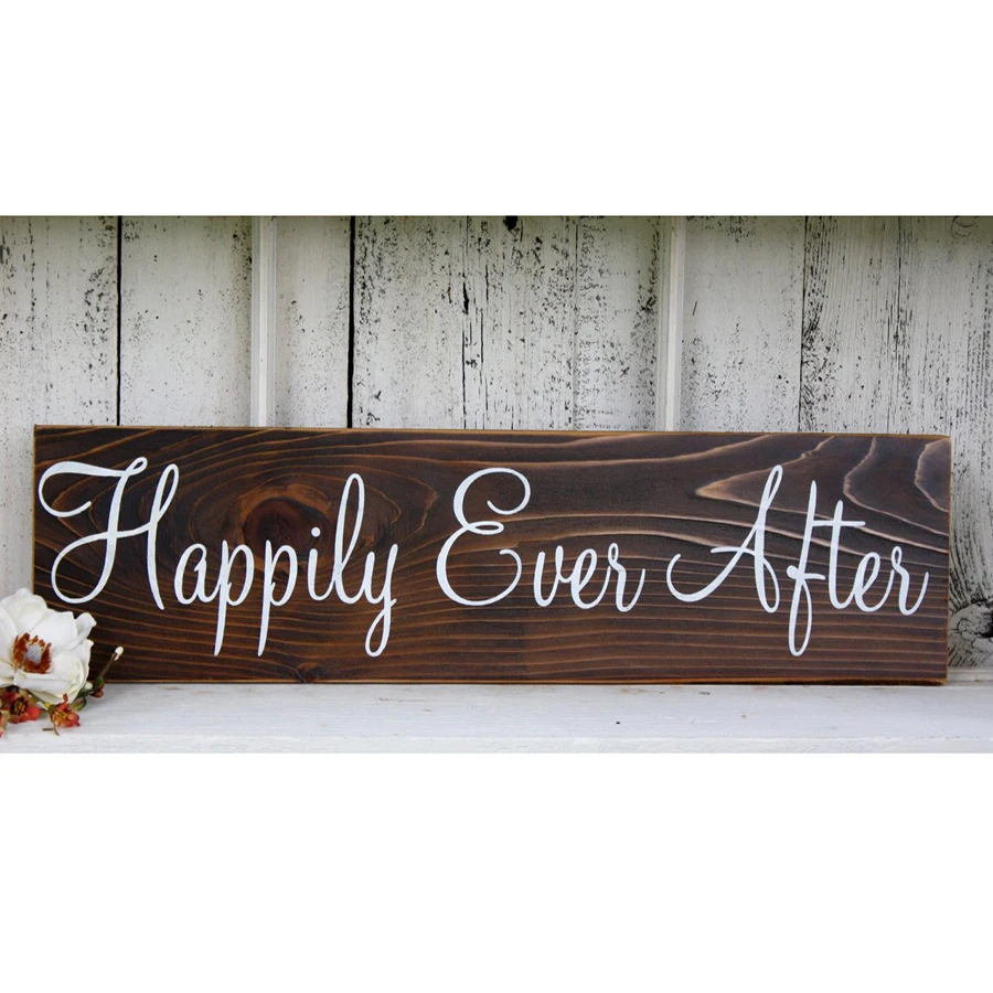 

HAPPILY EVER AFTER Rustic Wedding Signs 5 1/2 x 20