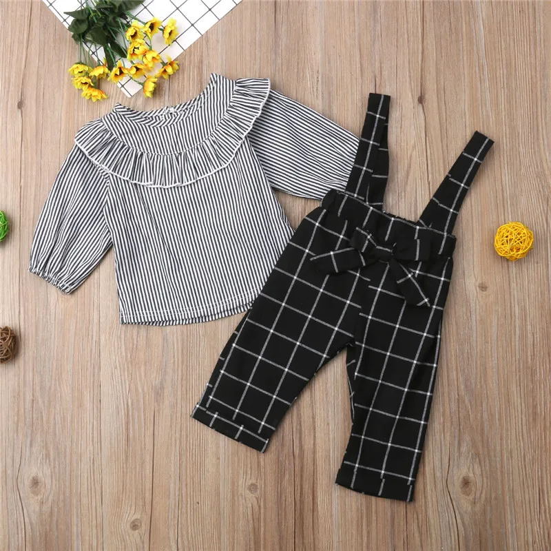 PUDCOCO/модные комплекты повседневной хлопковой одежды для маленьких девочек