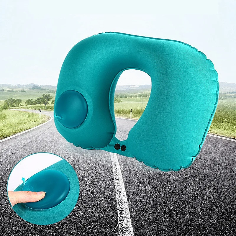 U-Shape Automatic Inflatable Travel Pillow Neck Car Air Pillows Cushion Headrest Folding Portabl | Дом и сад