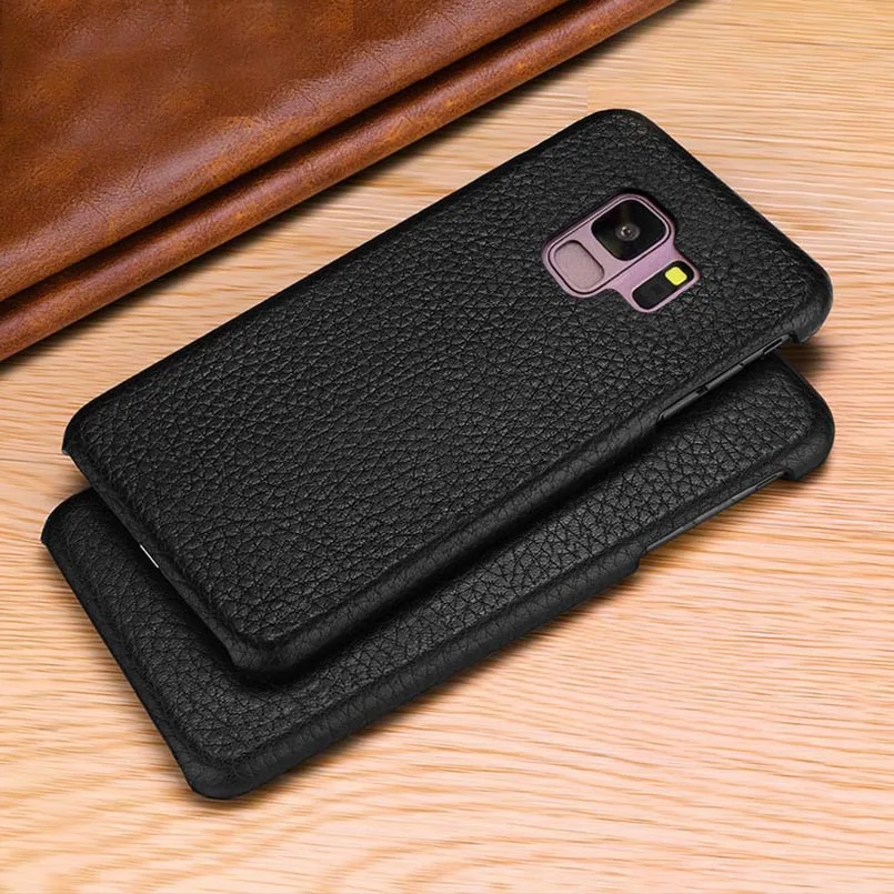 Чехлы для телефонов Samsung Galaxy S9 Plus чехол из воловьей кожи с узором Личи S8 Note 8 9
