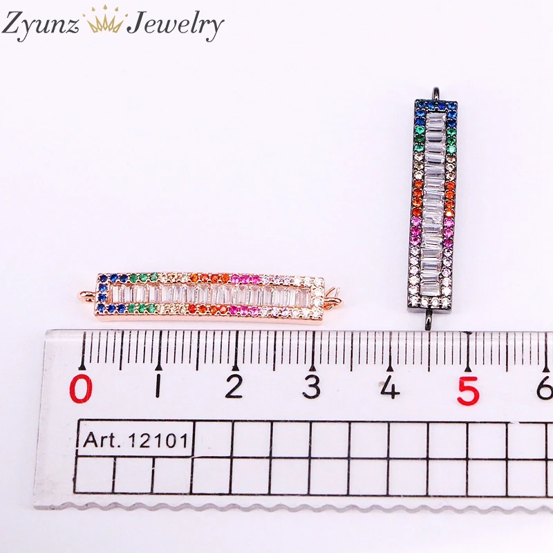 

10PCS ZYZ330-4254 Charm Rectangle Bar Slider Bracelets For Women Brilliant Pave Zirconia CZ Adjustable Chain Fashion Jewelry