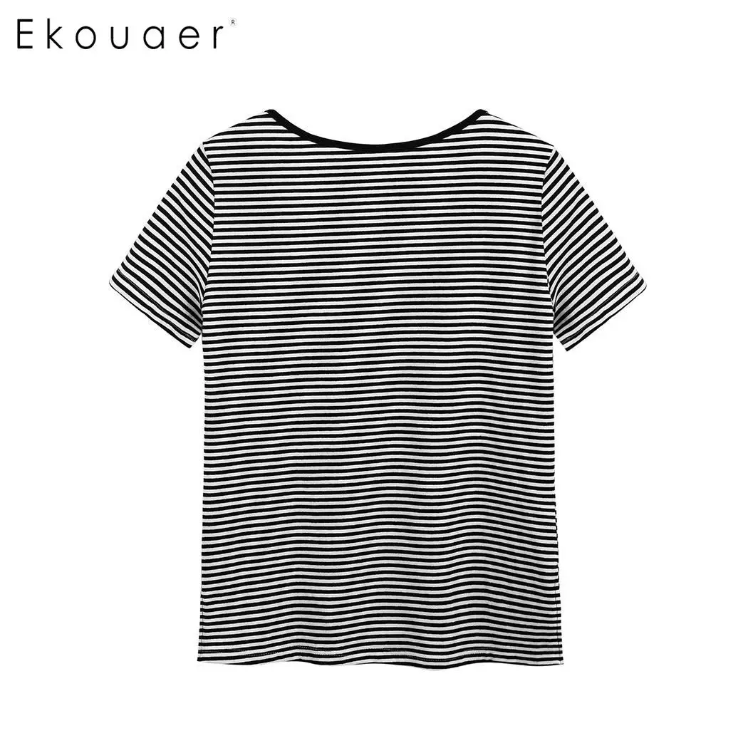 Ekouaer летний пижамный комплект для женщин 100% хлопок полосатая рубашка и Pj короткие