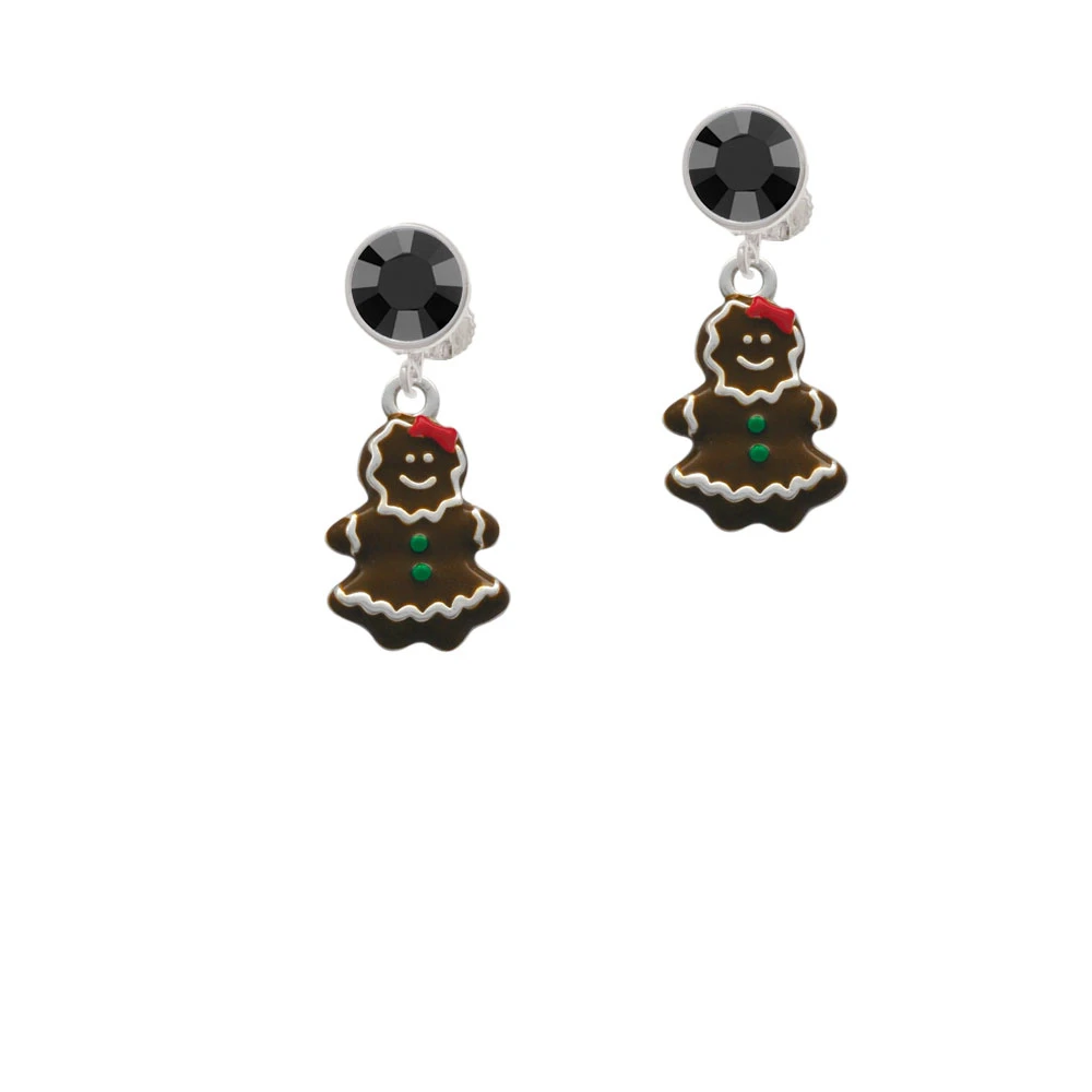 Enamel Gingerbread Girl Crystal Clip On Earrings | Украшения и аксессуары