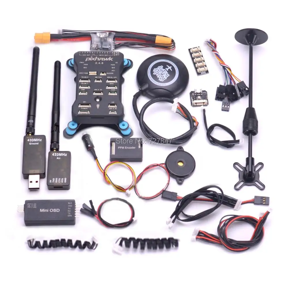 Новый Pixhawk PIX 2.4.8 32 бит PX4 Контроллер полета 433 Телеметрия M8N gps + Minim OSD PM