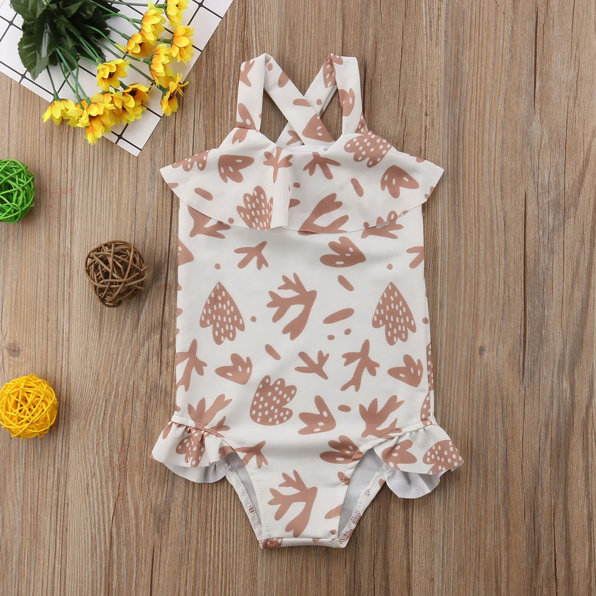 Детский купальник танкини без рукавов с воротником накидкой для маленьких