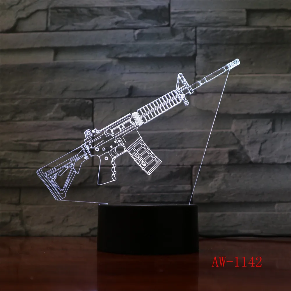 3D лампа для сна сменная AK47 атаки настроения декоративная защиты пистолета