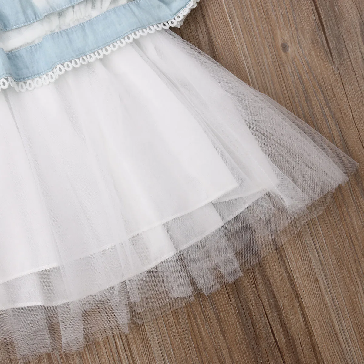 2019 Emmababy младенческой Дети для маленьких девочек джинсовые принцесса сетки