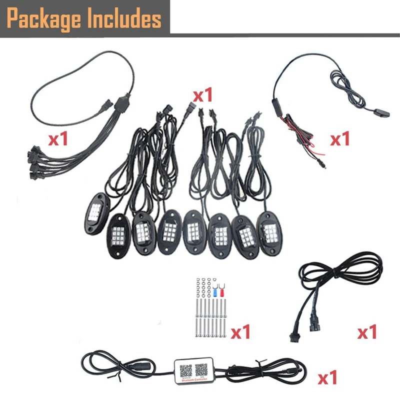 8 шт. Rgb Led Rock Light многоцветный неоновый светодиодный свет комплект с Bluetooth