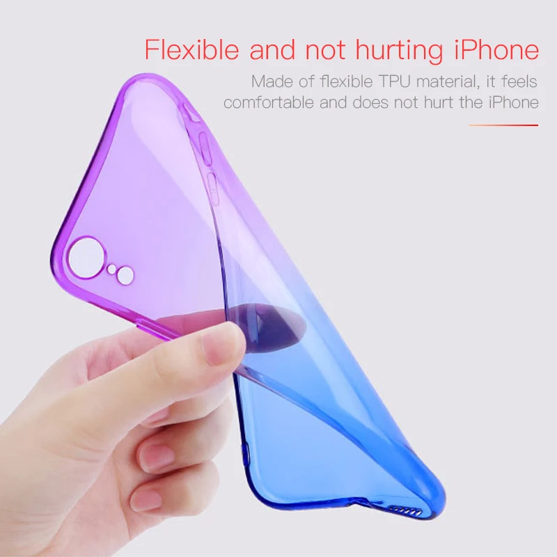 Ультратонкий цветной градиентный чехол для iPhone XR X XS Max 8 Plus 7 мягкий из ТПУ 6S 6