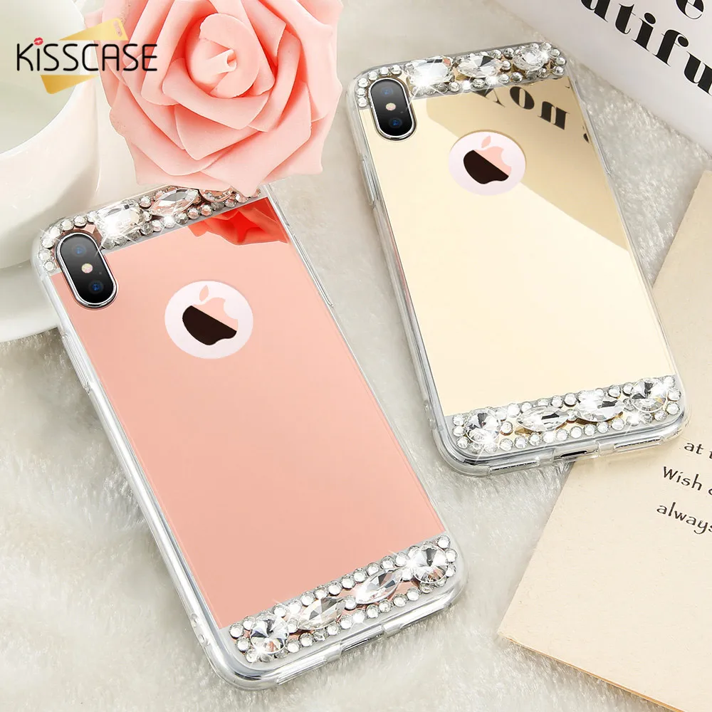 Тонкий зеркальный чехол KISSCASE для iPhone 6S 6 7 Plus X роскошные мягкие чехлы из ТПУ 5S 5 SE 10 S