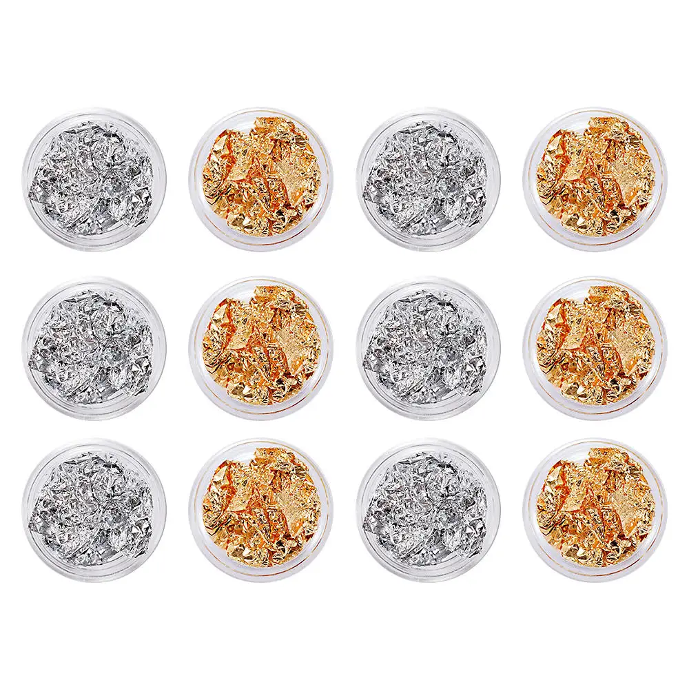 12 коробок Золотая и серебряная фольга бумажная наклейка переводная для