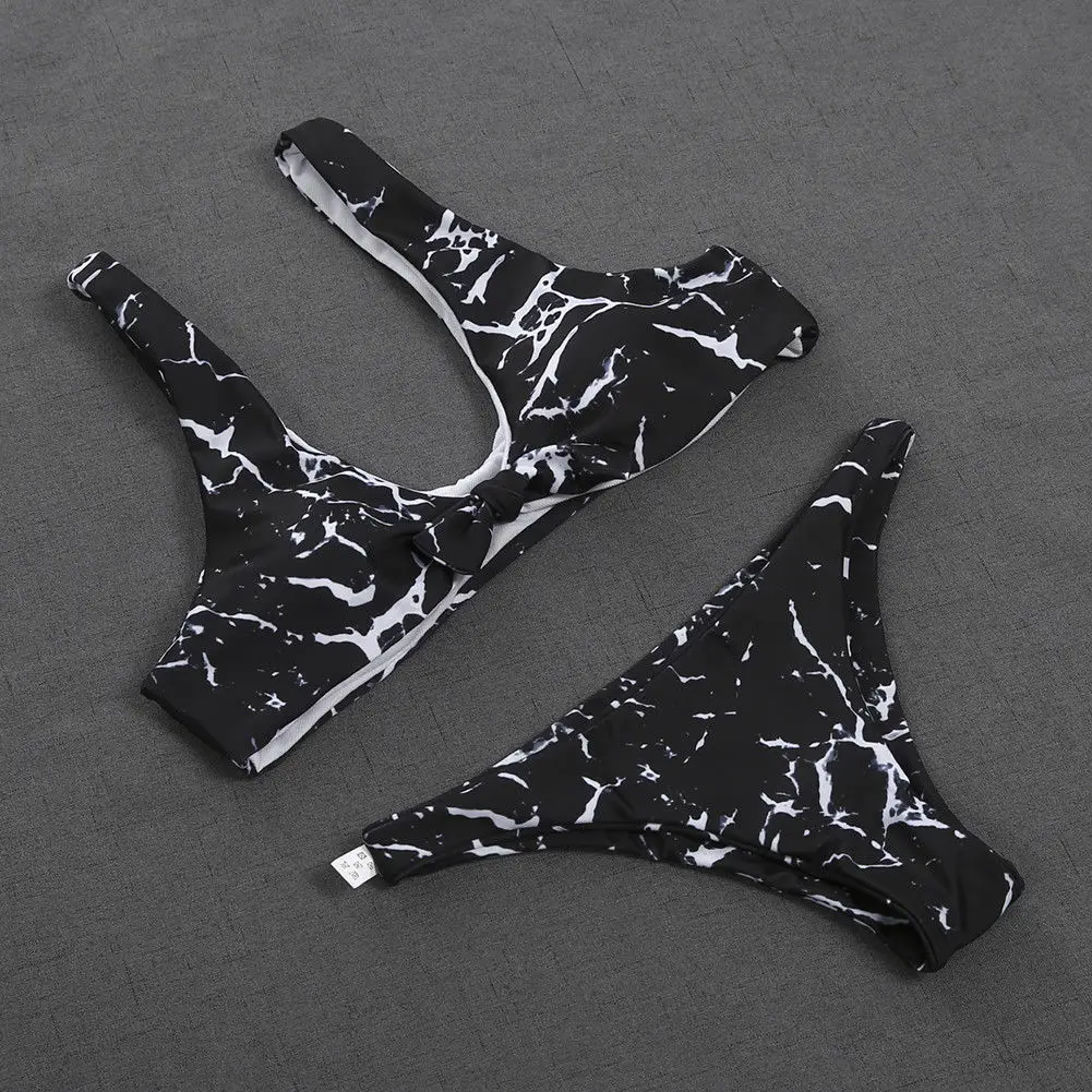 

Womens Bikini Set Push-Up Bandage Swimsuit Beachwear Leopard Print Snakeskin Swimwear Bathing Suit Push Up Low Waist
