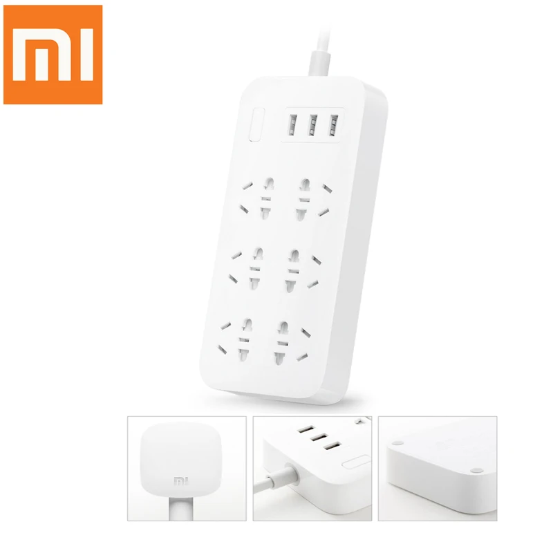 Оригинальный Универсальный удлинитель Xiaomi CXB6 1QM для зарядки 6 розеток и 3 usb порта