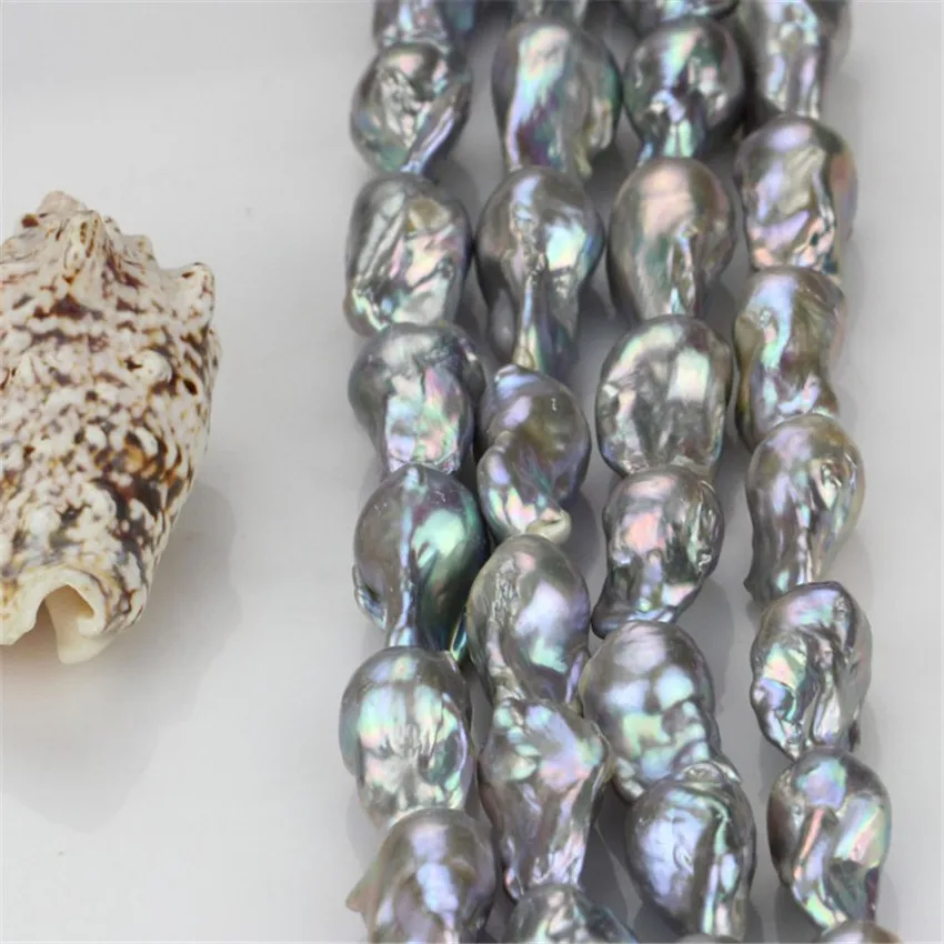 1pcs 16-22MM Grey Baroque Beads Pearl Chain 16.5&quot diy Jewelry flawless personality cultured temperament AA fashion elegant | Украшения