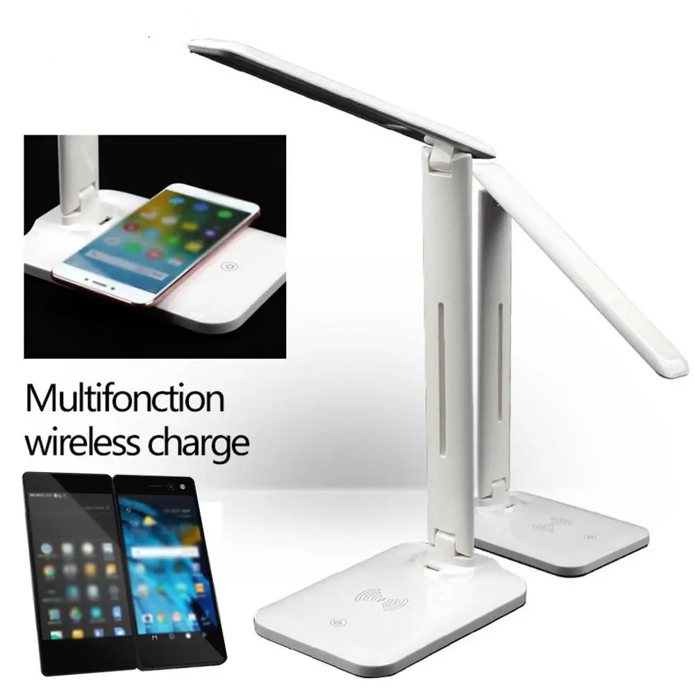 

LED Desk Lamp With QI Wireless Charging Desk Lamp USB Adjustable Output Port Flexible Modern Office Light Dimming