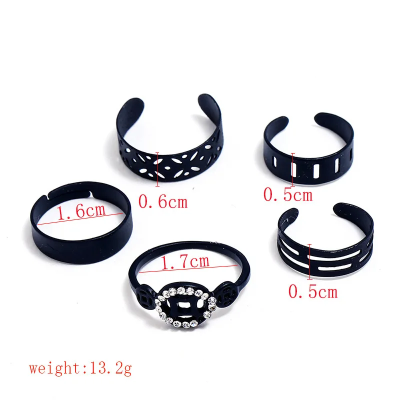 2019 Fashion 5 Pice Accessories Hatch Concise Black Restore Ancient Ways Combine Gold Men Ring Suit For Women Jewelry Hot | Украшения и