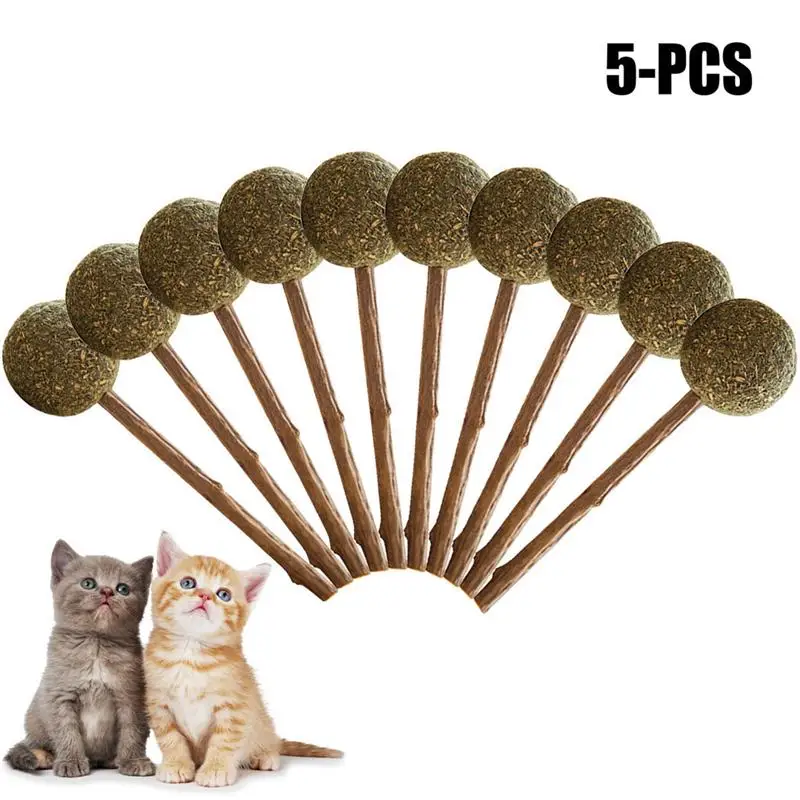 

5Pcs Pure Natural Catnip Lollipop Pet Cat Molar Toothpaste Stick Cat Cleaning Teeth Teeth Cat Snacks Sticks Pet Cat Supplies