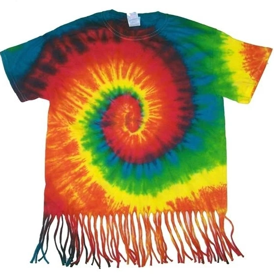 SM радужные завитки бахромой женские тай окрашенных футболка хиппи tie die novelites #
