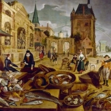 The Fish market by Sebastian Vrancx (1573 1647) печать плакатов (24x36)|Таблички и знаки| |